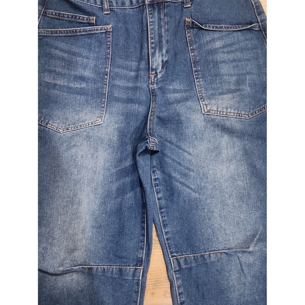 Barrel Jeans 10 Boho Western Relaxed Blue High Waist Ankle Large Slouchy Slung - Picture 3 of 5